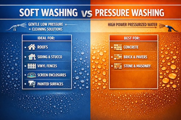 Soft Washing vs Pressure Washing: What’s the Difference and Why It Matters