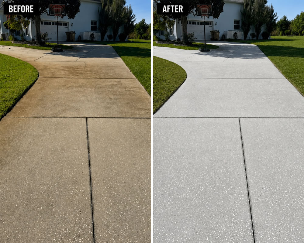 Before after driveway cleaning in minneola fl