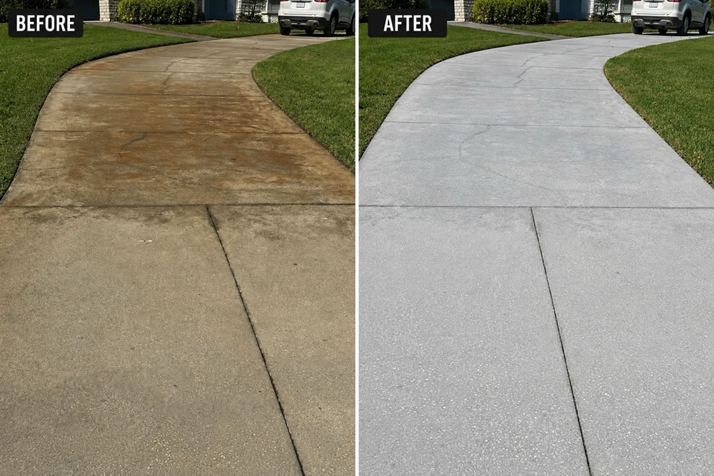 Before after driveway cleaning in minneola fl