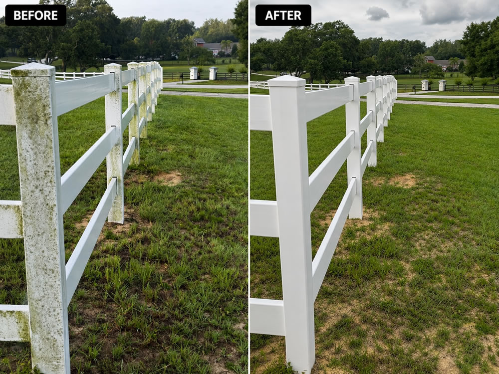 Before after fence cleaning in minneola fl