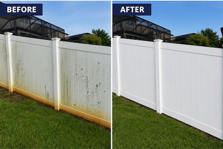 Before after fence cleaning in minneola fl