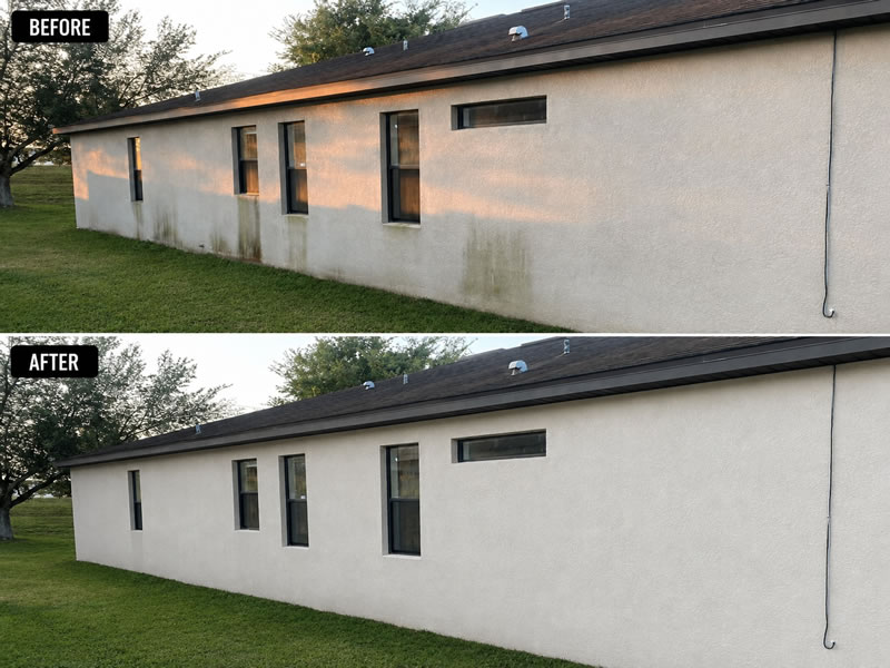 Before after house wash in minneola fl