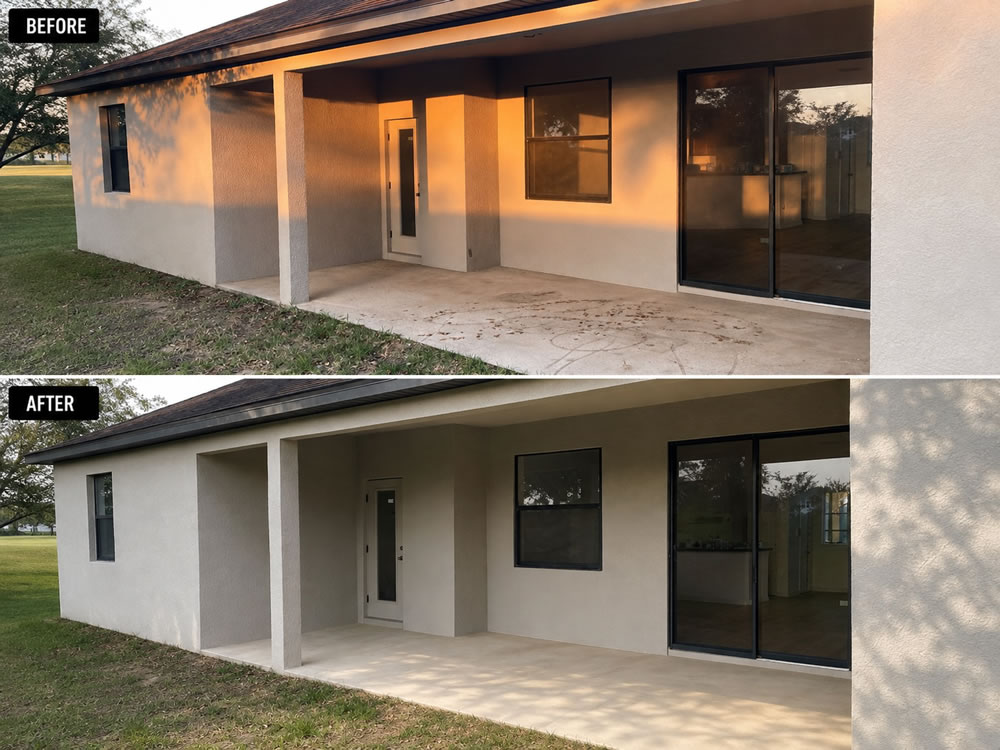 Before after patio washing in minneola fl