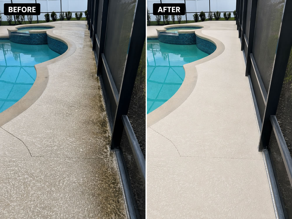 Before after pool deck cleaning in minneola fl