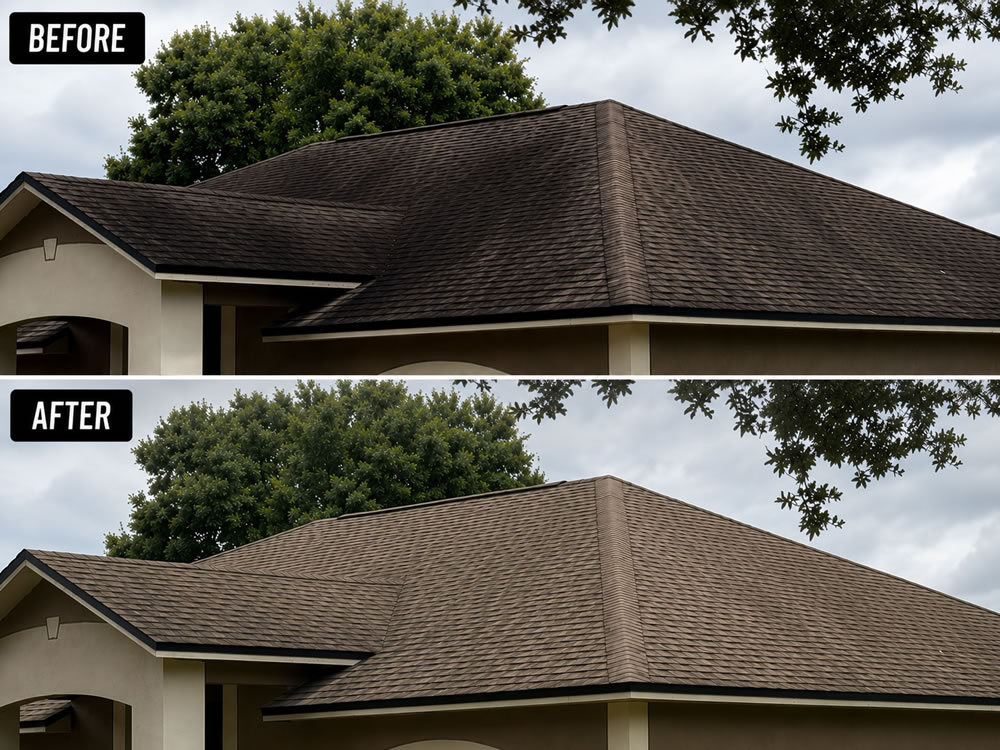 Before after roof washing in minneola fl